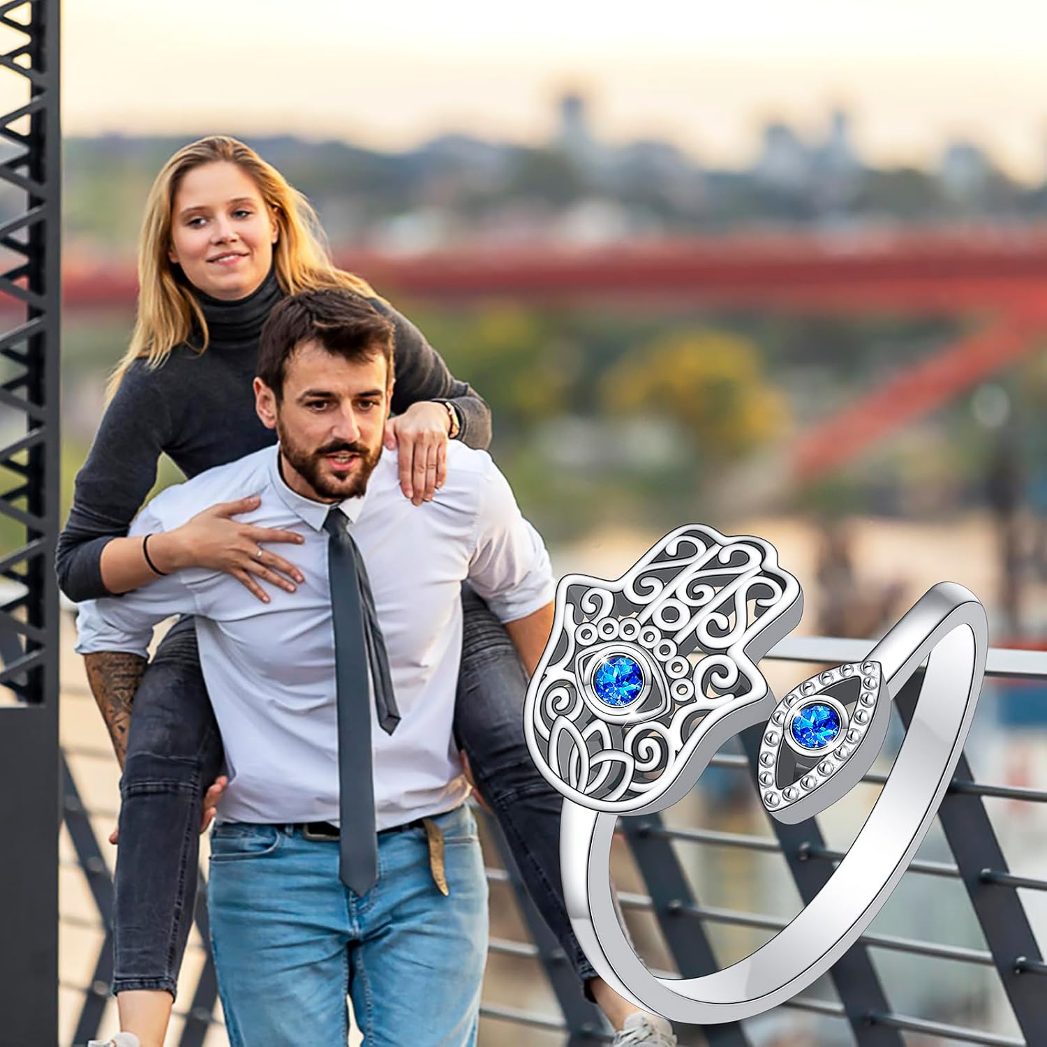 Hamsa Hand of Fatima Lotus Evil Eye/Love Heart/Butterfly/Rose Spoon Adjustable Open Rings 925 Sterling Silver Statement Ring Jewelry Gifts for Women - Image 6