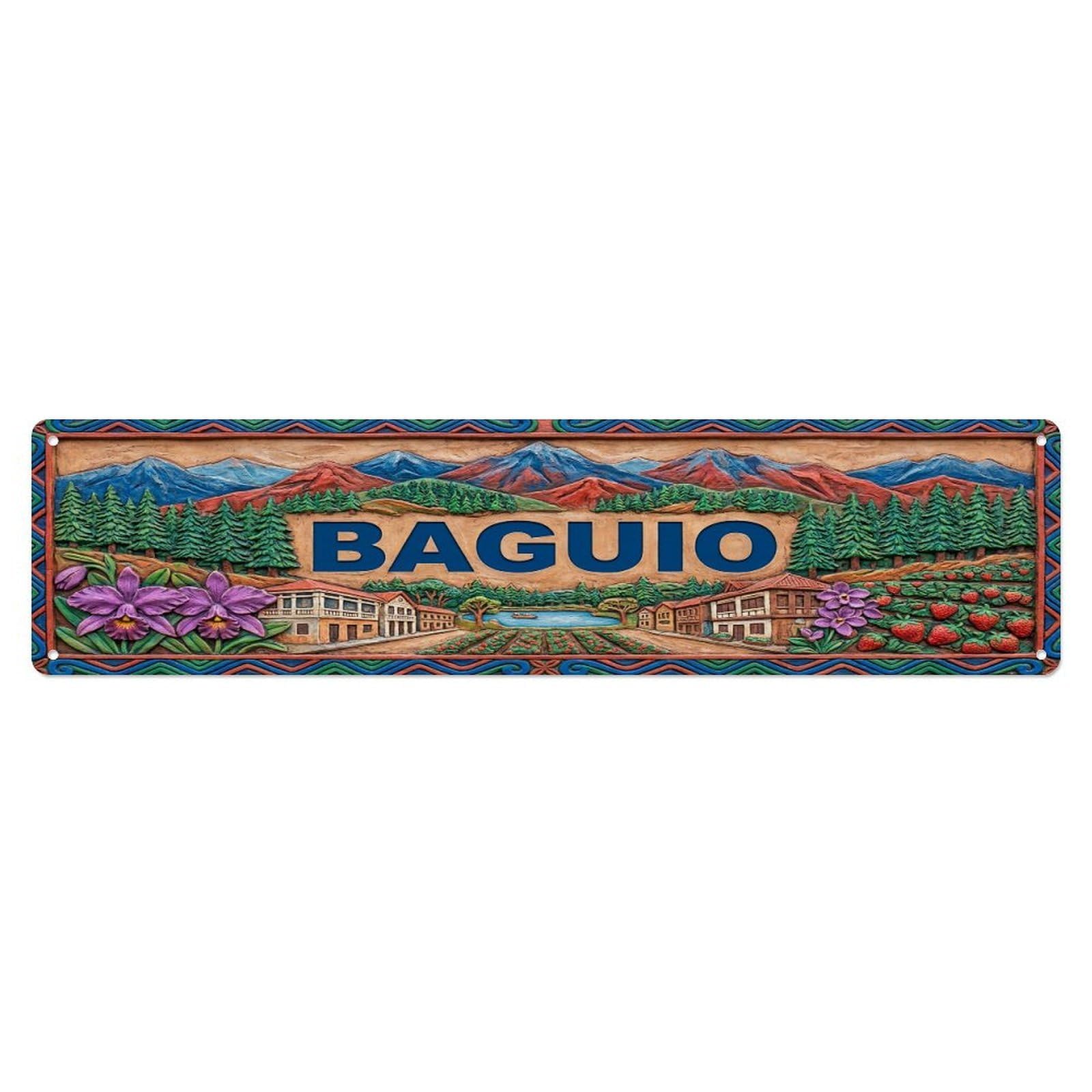 Gead 4X16inch Style Vintage Baguio Philippines Flag Pattern Metal Tin Sign