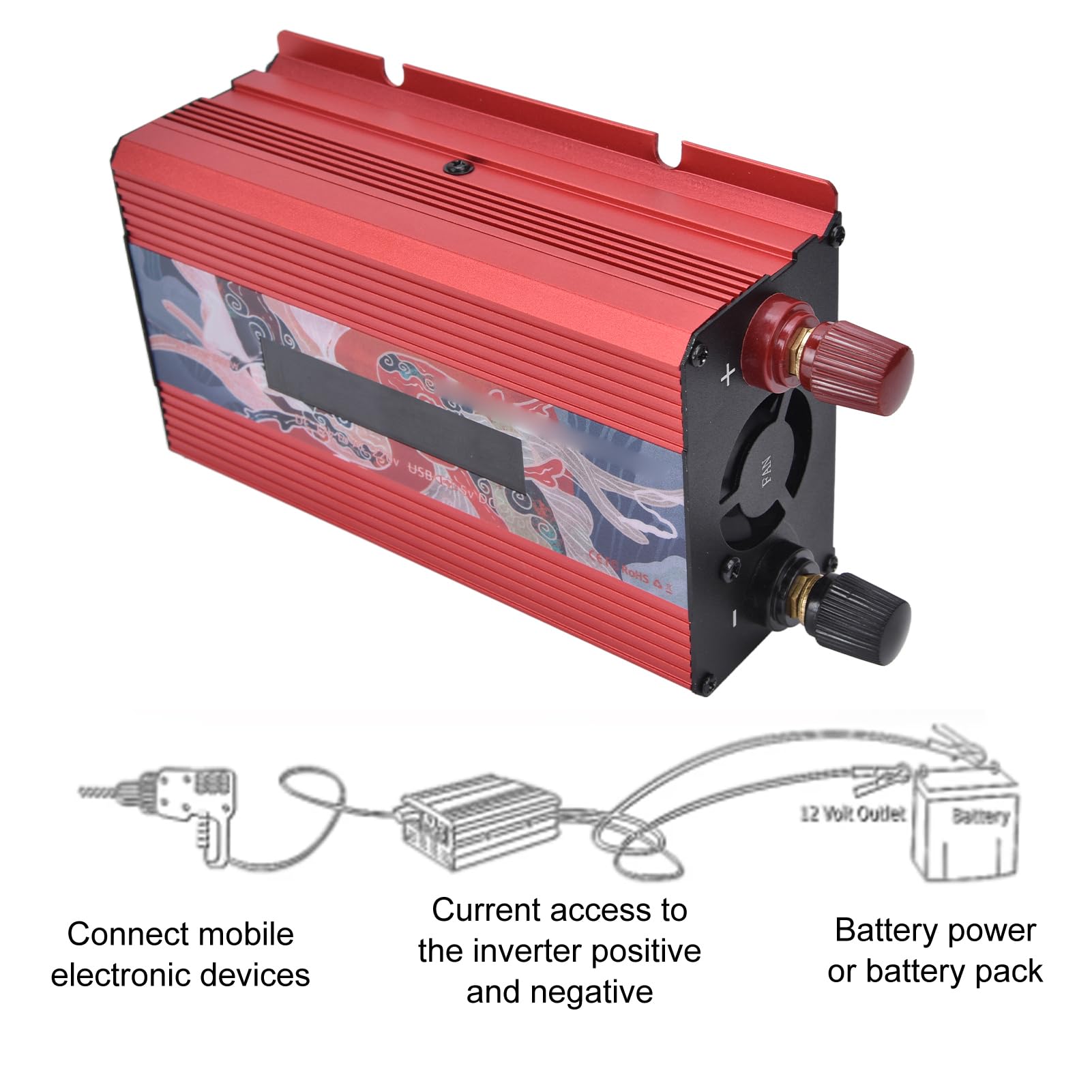 Inverter di Potenza a Onda Sinusoidale Pura 3000W - da 12V a 220V CA Con Adattatore per Auto e Presa CA - Convertitore per Casa, Camper, Camion