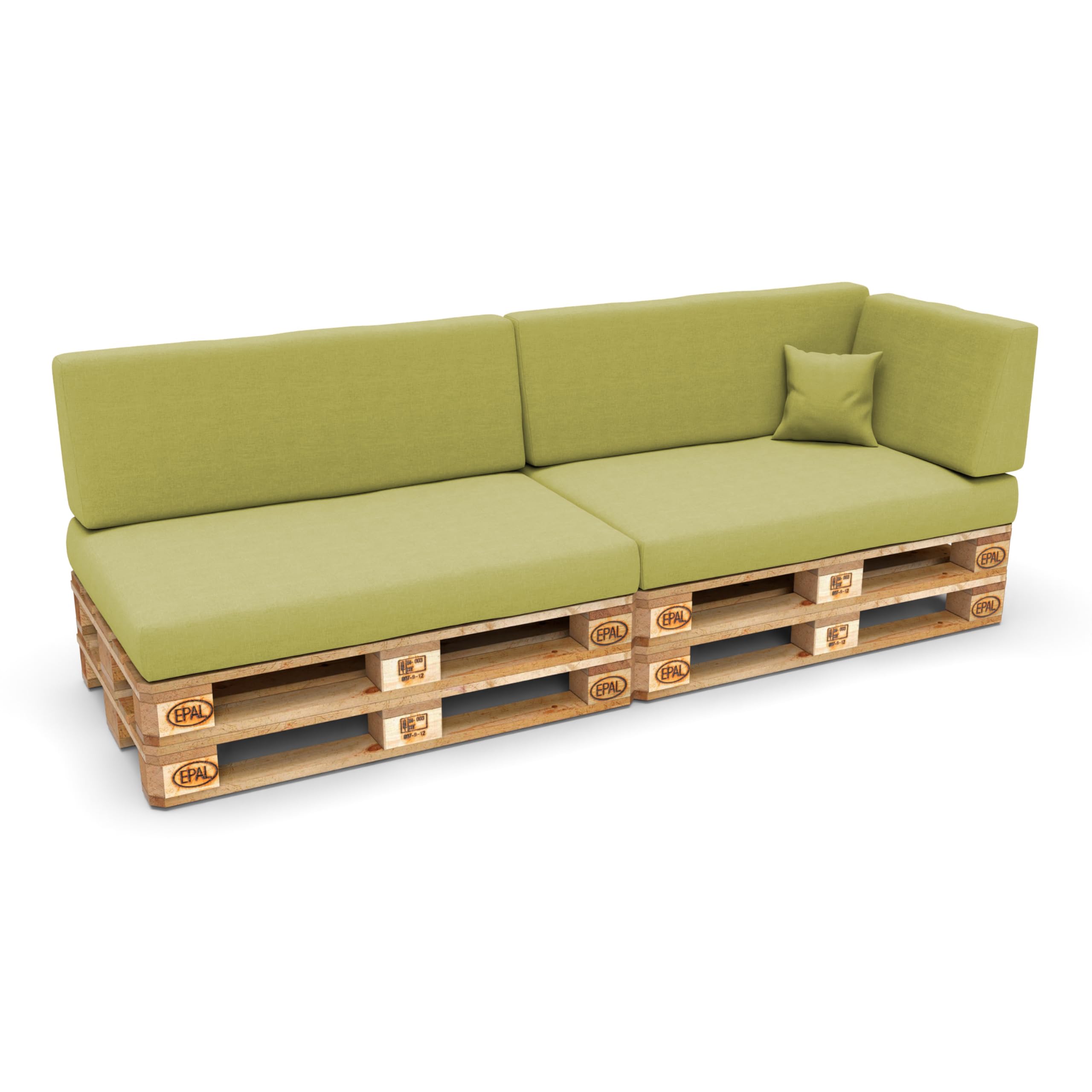 POKAR Euro Pallet Seating Set of 2: 1x seat cushion 120x80cm + 1x back cushion 120x40cm, cold foam, removable covers, Home Garden Furniture DIY, indoor outdoor pillow, without pallets, Beige — view 213