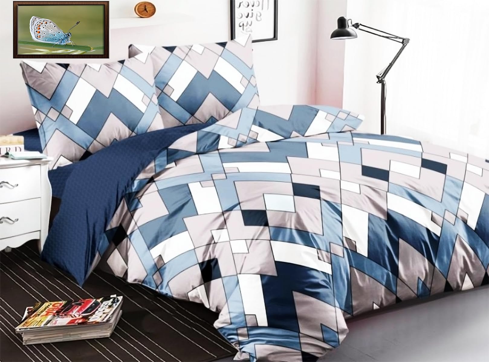 ZORCO STYLE and Luxurious 6 Pieces Cotton King Size Bedding Set Duvet Cover Set Modern and Attractive Design with Fitted Sheet, Quilt Cover, 4 Pillow Cases