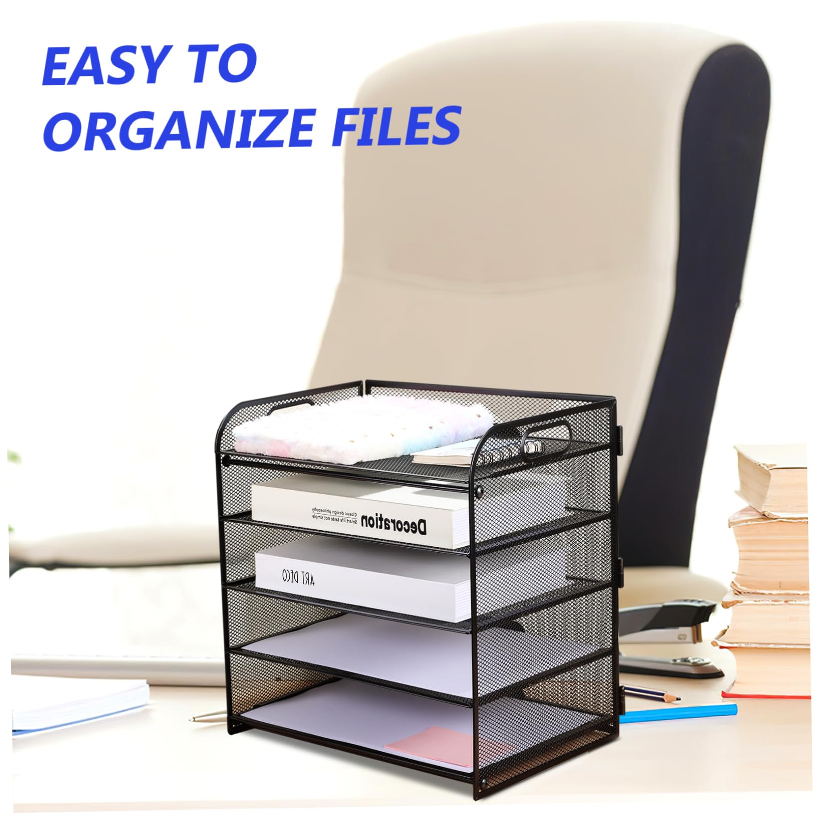 Mipcase Organizzatore Di File Da Scrivania Vassoio Per Carta Da Scrivania Portaoggetti Per Documenti Separatore e Maniglia Per Ufficio e Casa