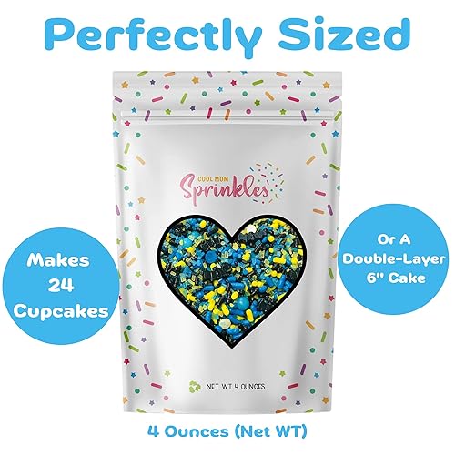 Miniatura 5 de COOL MOM SPRINKLES Gránulos azules y amarillos (4 onzas)  Gránulos de cumpleaños de Batman para decorar pasteles, cupcakes, galletas y postres