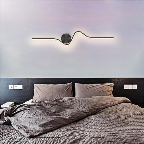 Miniatura 6 de Aplique lineal con tira de luz Larga de latón y cobre, moderno Aplique LED con 3 modos de color, apliques decorativos para mesilla de Noche o sala