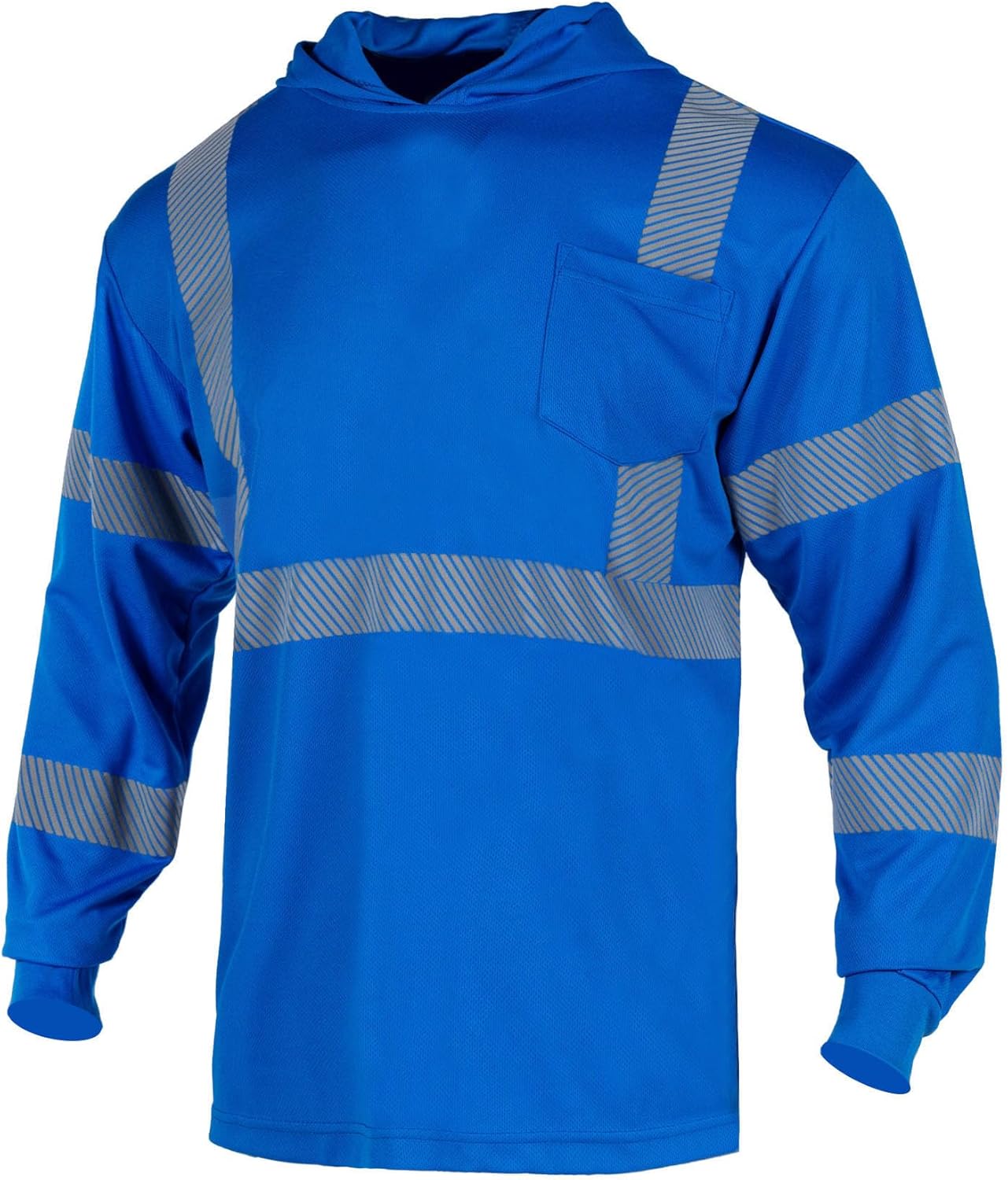 FONIRRA Hi Vis Shirts for Men Reflective Safety T-Shirt with Hood High Visibility Construction Work Long Sleeve