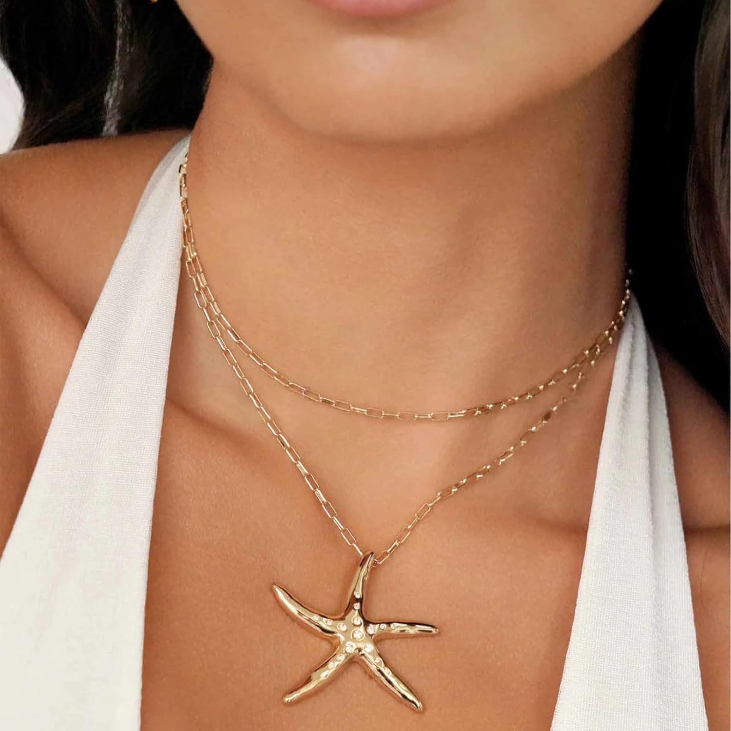 Ettika Long Necklaces for Women. Starfish Luxe Pendant Necklace. 18k Gold Plated Necklace. Jewelry, Birthday Gifts for Women