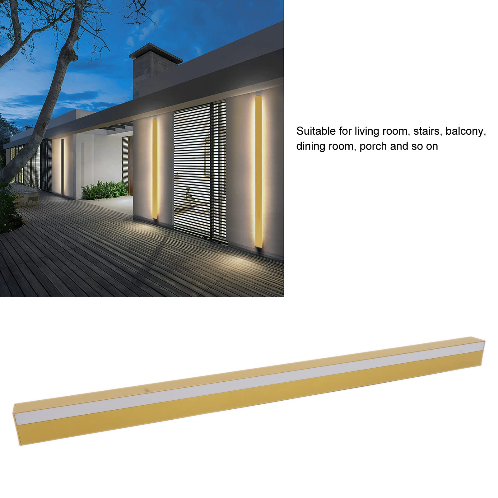 Aramox Długi Pasek LED Kinkiet Stop Aluminium Akryl Nowoczesna Długa ścienna AC176 do 264V IP43 3000K Ciepłe światło Pionowe lub Poziome na Patio w Salonie na Werandzie (60cm)