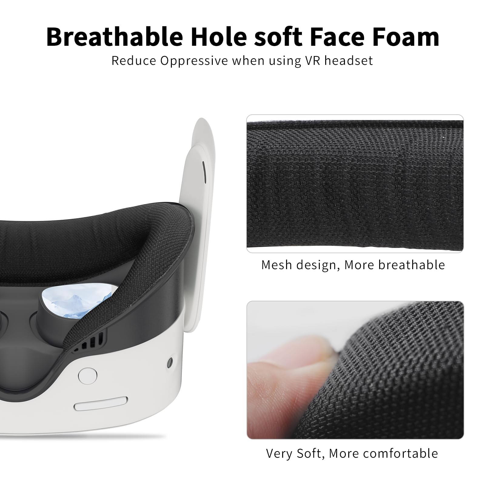 3 Stück Gesichtsauflage-Pads für Oculus Quest 3s – Verbreiterte Gesichts-Schnittstelle, Kühle Eissilk-Gesichtsauflage, PU-Leder-Gesichtskissen, VR-Zubehör-Set für Meta Quest 3s