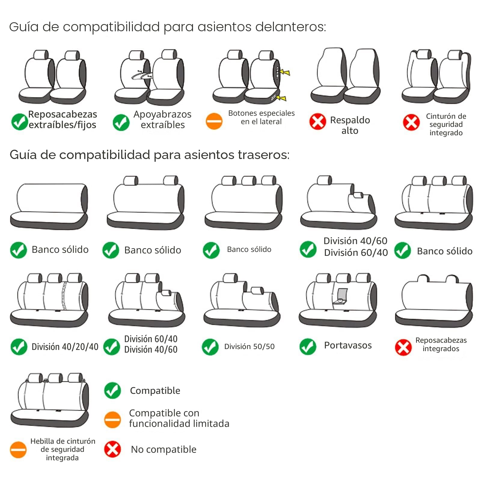Fundas de Asiento de Coche Universales para Seat Leon MK2, MK3, 1, 2, 3, 5F, Fr