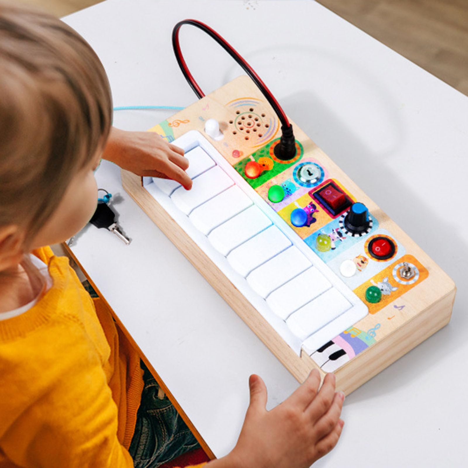 Piano para Niños Pequeños, 37 Teclas, Interruptores Funcionales, Piano de Juguete Electrónico, de Juguete para Bebés con Material de Madera y Sonido Realista para el Aprendizaje de Música