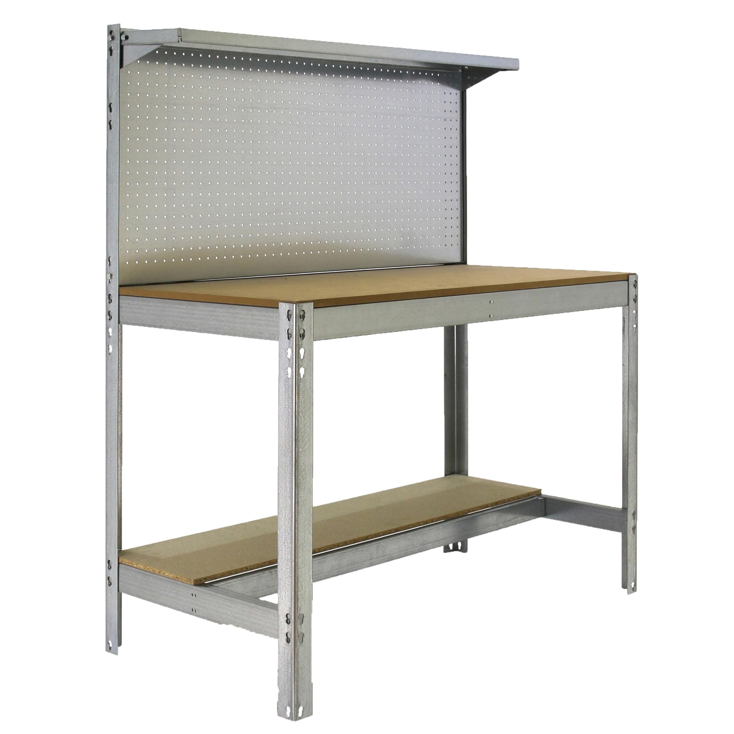 Simon Rack Banco da lavoro officina con pannello forato 1210x610 mm - BT3 | Piano in legno 16 mm, Portata 600 kg, Vernice anticorrosione, Montaggio sistema a clic, Zincato