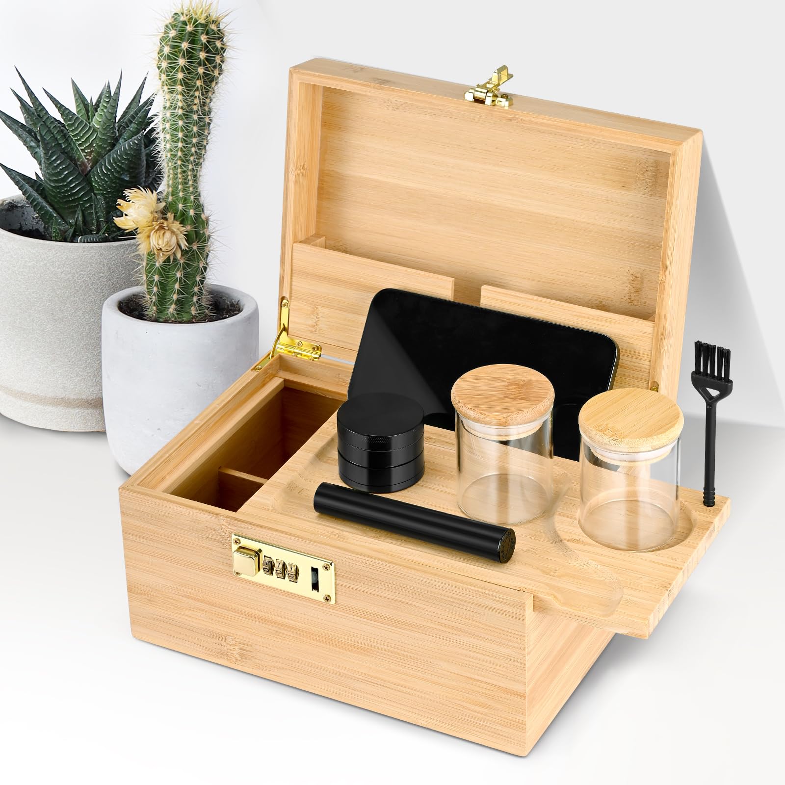 Caja De Bambú Extra Grande Con Candado De Combinación, Caja | Meses sin