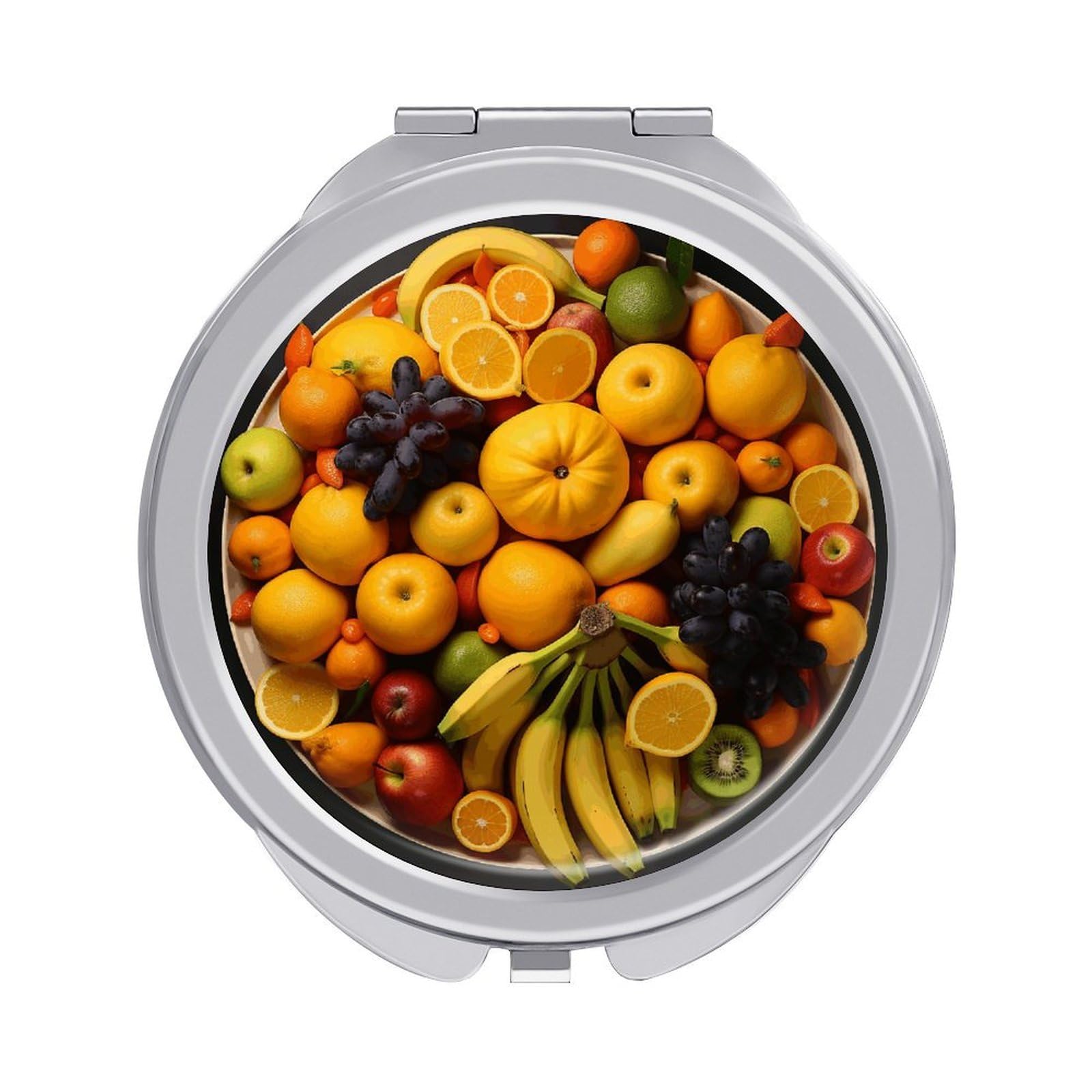 Travel A Lot of Fruit Makeup Mirror Round Compact Pocket Mirror 2X /1x Magnifying Small Metal Foldable Handheld Portable Cosmetic Mirrors Unique Gift for Women Mother
