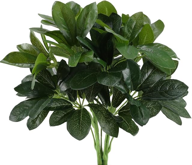 HUAESIN 2 Pcs Fake Plants Outdoor Artificial Shrubs Bundles Plants Faux Plastic Plants Greenery Bushes Home Kitchen Office Garden Windowsill Table Centerpieces Arrangements Indoor Outside Decor