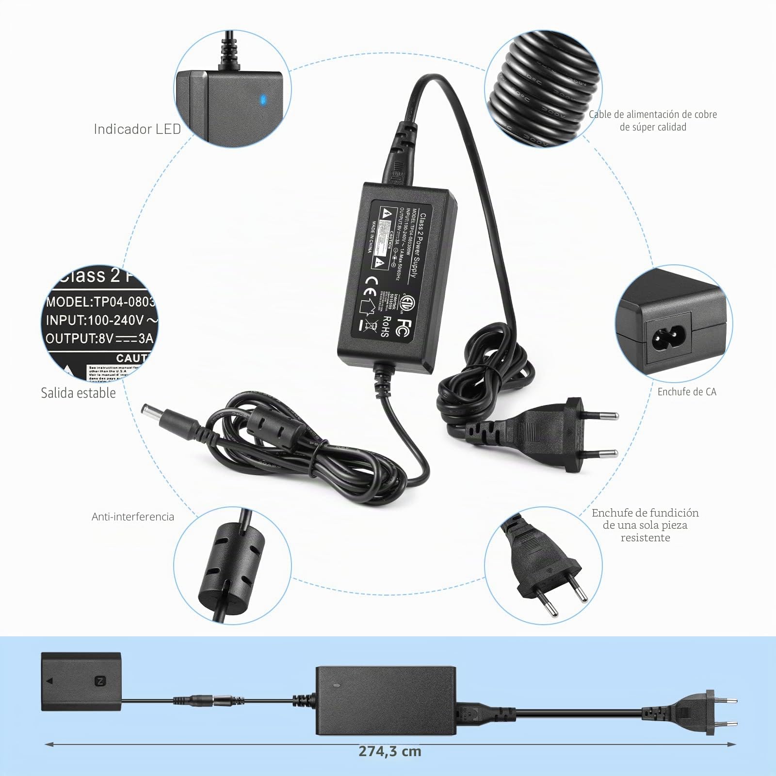 ENEGON NP-FZ100 Dummy Battery AC-FZ100 DC Coupler Adapter Kit Compatible with Sony A6600, A7C, A7III, A7RIII, A7RIV, A9, A9R, A9S, Alpha 9, Alpha 9R, Alpha 9S, Alpha 9S, Digital Camera