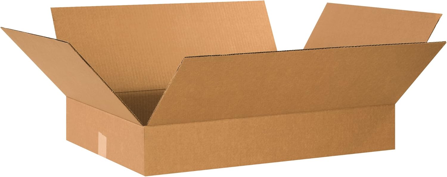 Partners Brand P24184 Flat Corrugated Boxes, 24"L x 18"W x 4"H, Kraft (Pack of 20)