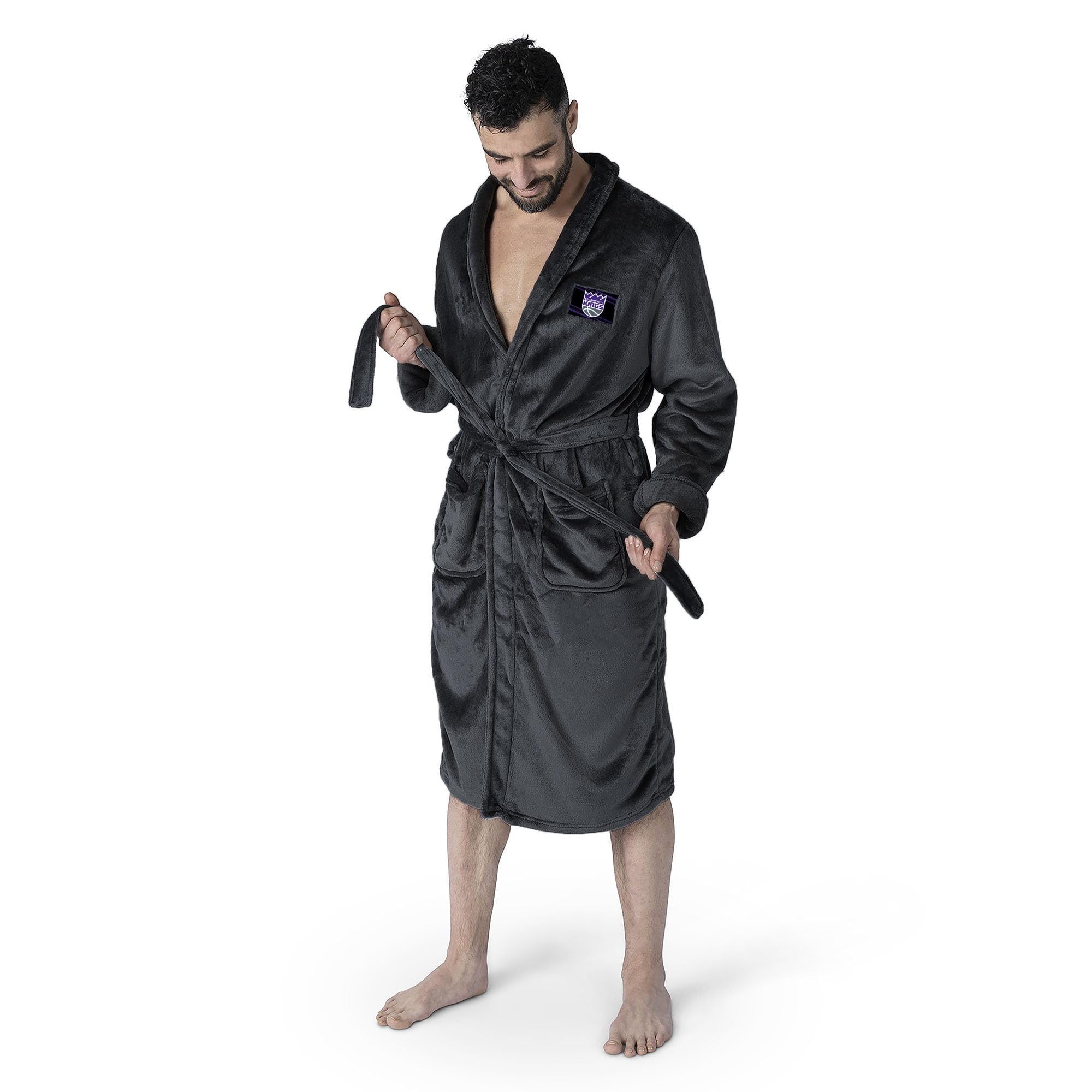 Northwest Bata de baño para hombre con parche de transferencia de tacto sedoso, color negro, talla XL, Fast Track Negro, XL