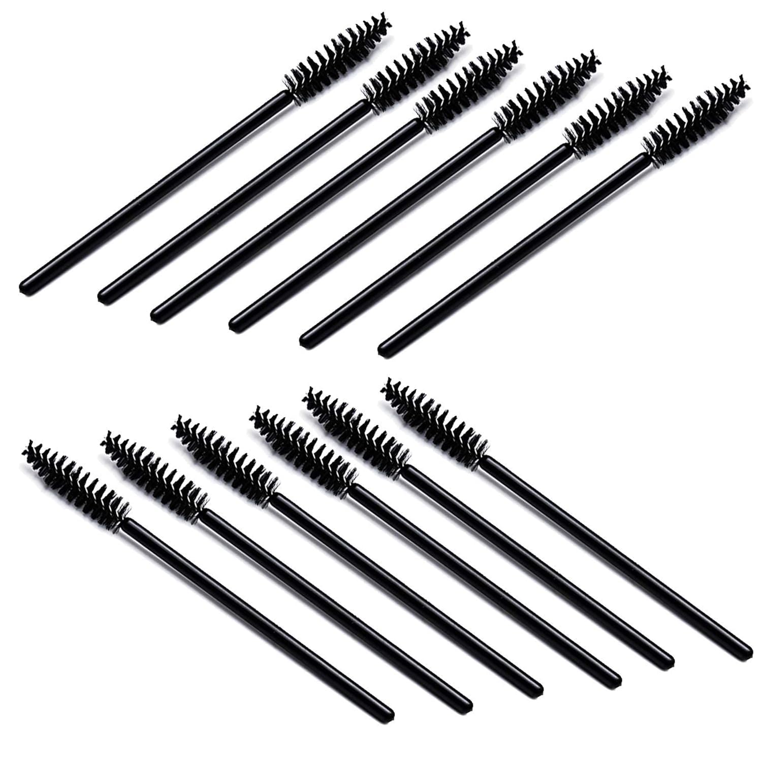 JOYUSDisposable Eyelash brush, Mascara Wands Makeup Spoolies Applicators for Eye Lash Extension, Eyebrow and Makeup, Black Color, Pack of 12