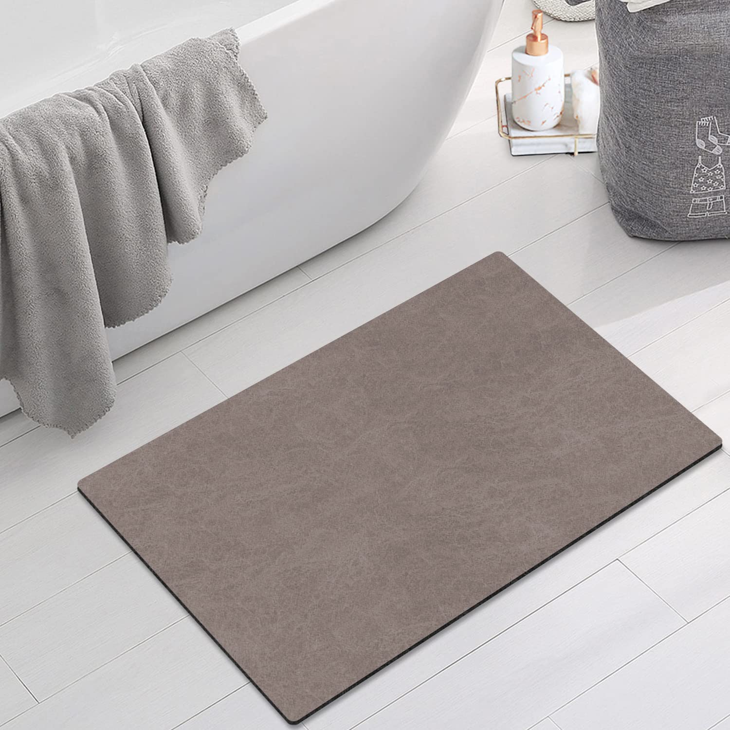 Tappeto Bagno In Diatomite 45x35 Cm - Assorbente Rapido, Antiscivolo, Facile Da Pulire, Colore Grigio