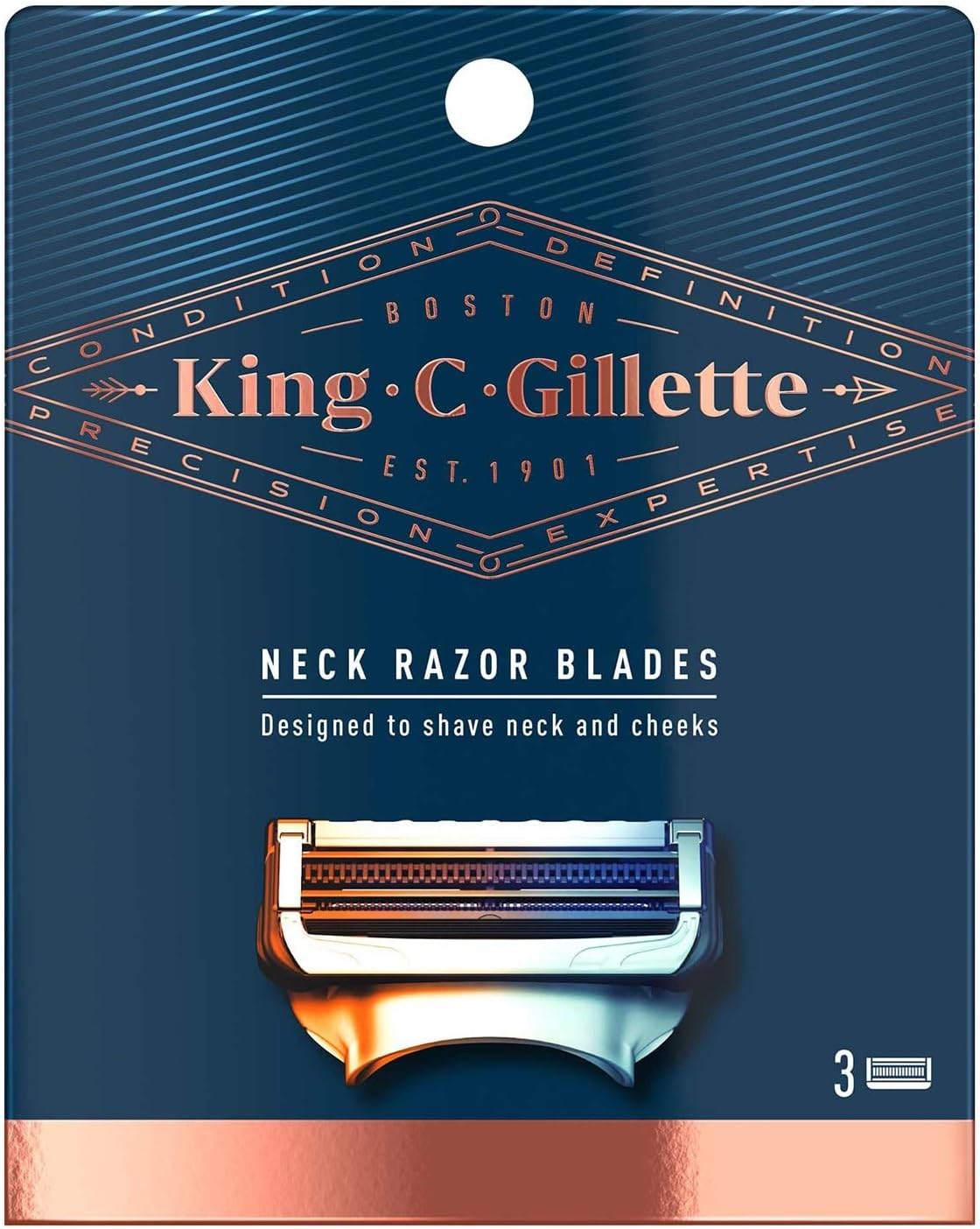 King C. Gillette Men’s Neck Shaving Razor Blades Pack of 3 Refills with Skinguard and Gillette’s Best Sharpest Stainless Steel Platinum Coated