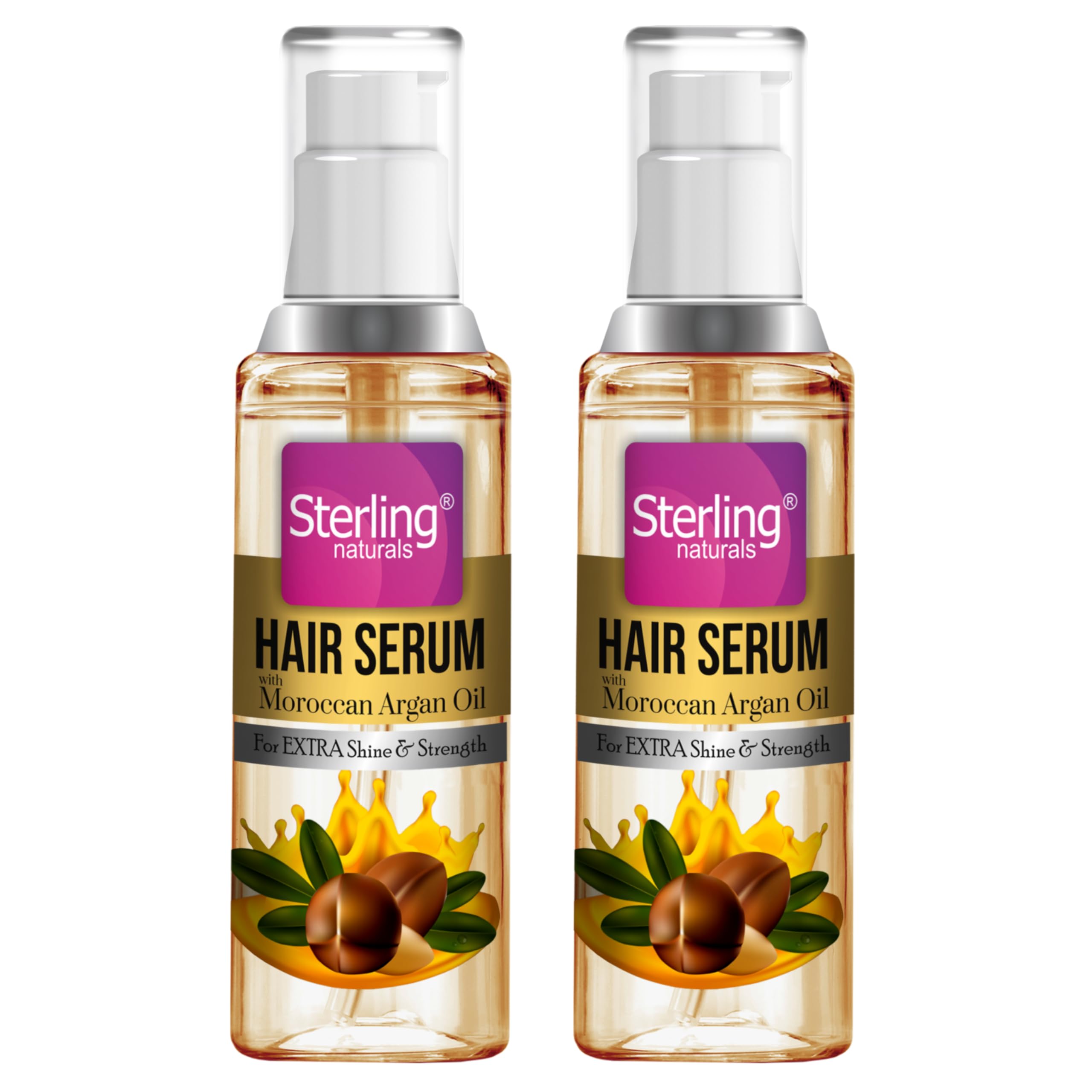 Sterling Naturals Moroccan Argan Oil Hair Serum (100ml Each) | Anti-Frizz, Hair Fall Control & Styling for Dry, Thin Hair | Soft, Smooth & Shiny Finish for Men & Women, Pack of 2-image-12