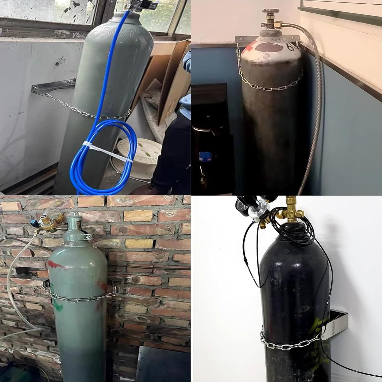 Stahl-Wandhalter für Gasflaschen, leichter Flaschenhalter (2 Bottles(23.6 in))