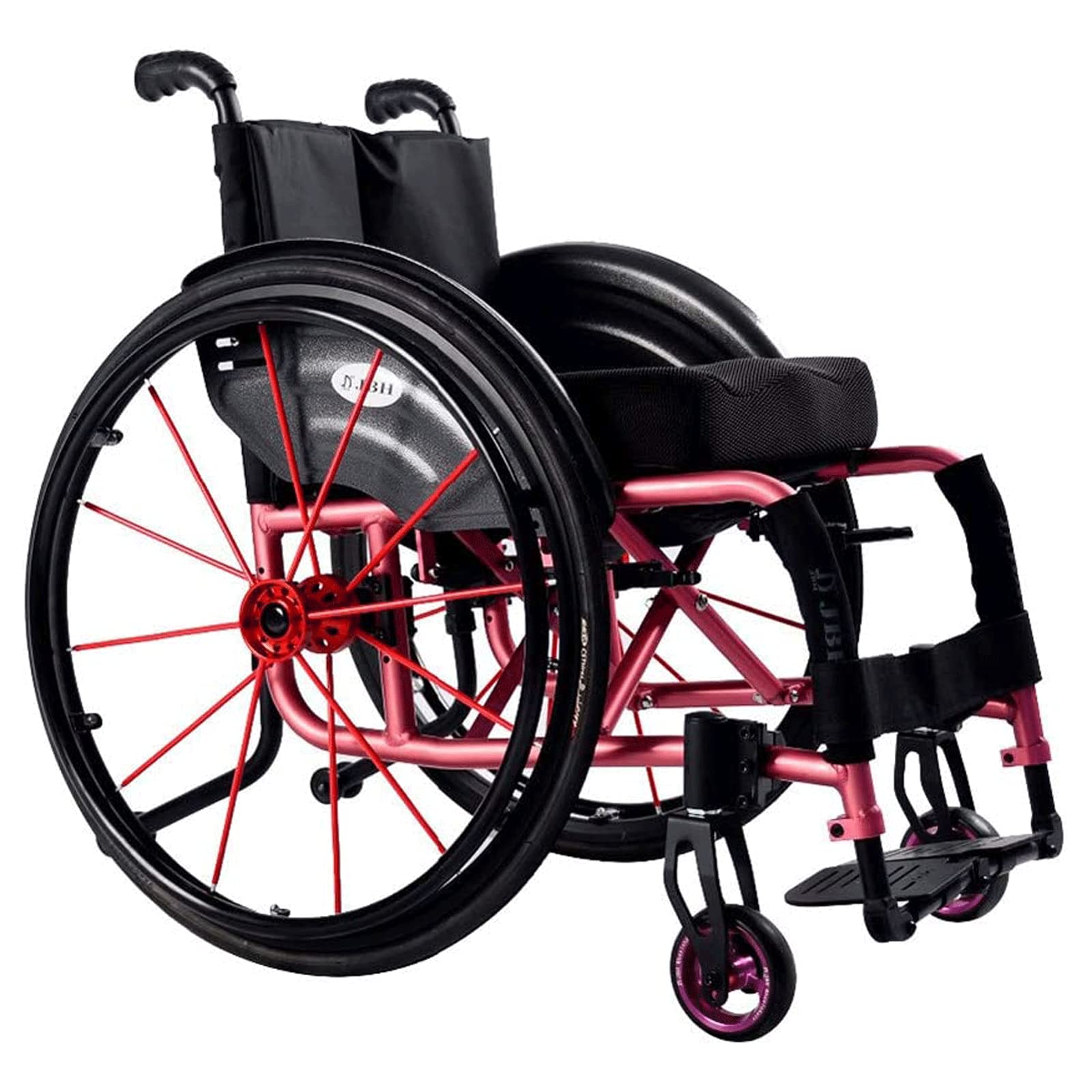 Silla de ruedas manual ligera y plegable con marco de aluminio con reposabrazos y reposapiés oscilante, diseño ergonómico para movilidad y comodidad autopropulsadas