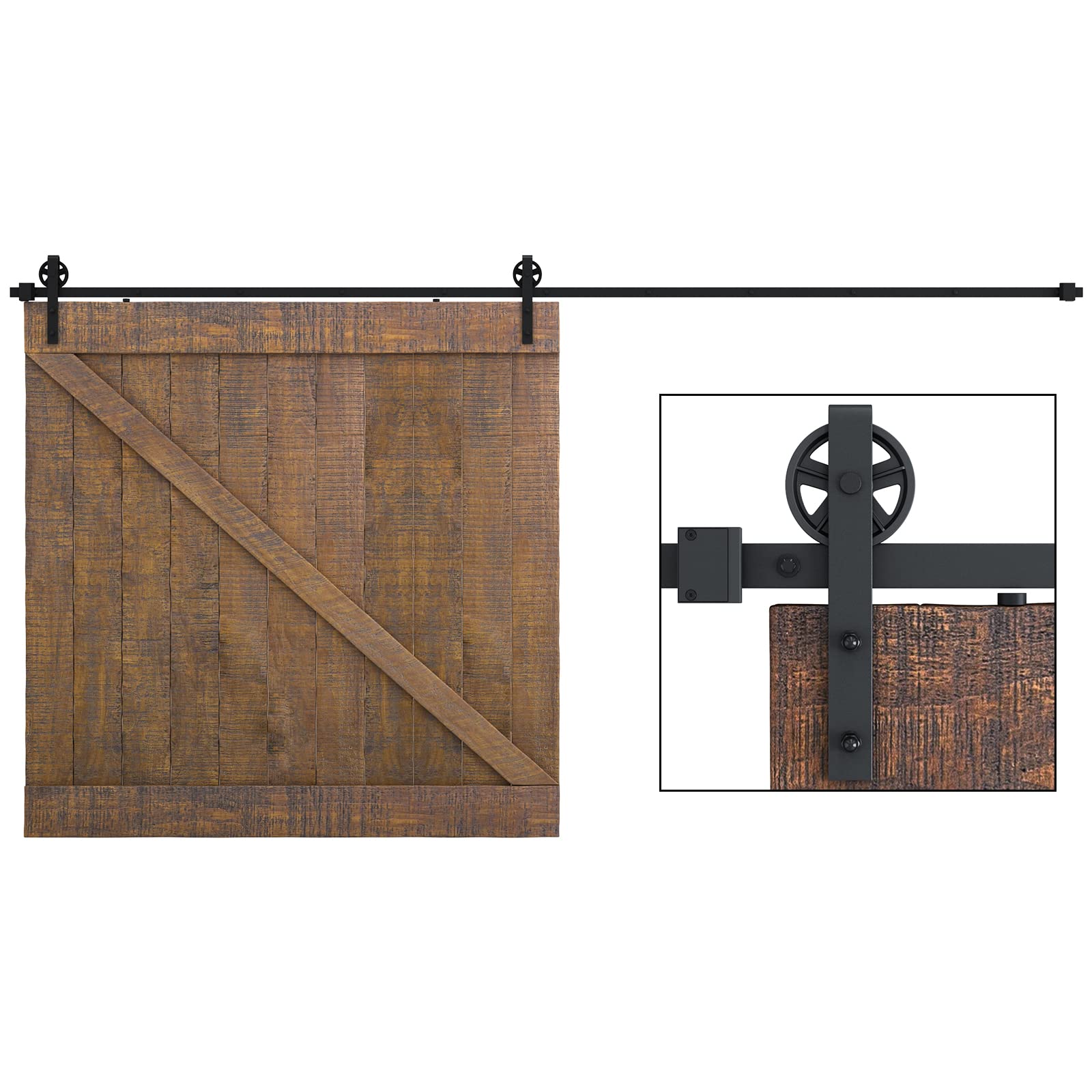 SMARTSTANDARD 6.6 Feet Heavy Duty Sliding Barn Door Hardware Kit, Black, Smoothly and Quietly, Simple and Easy to Install, Fit 36"-40" Wide Panel (Industrial Bigwheel Hangers) — Amazon image 11