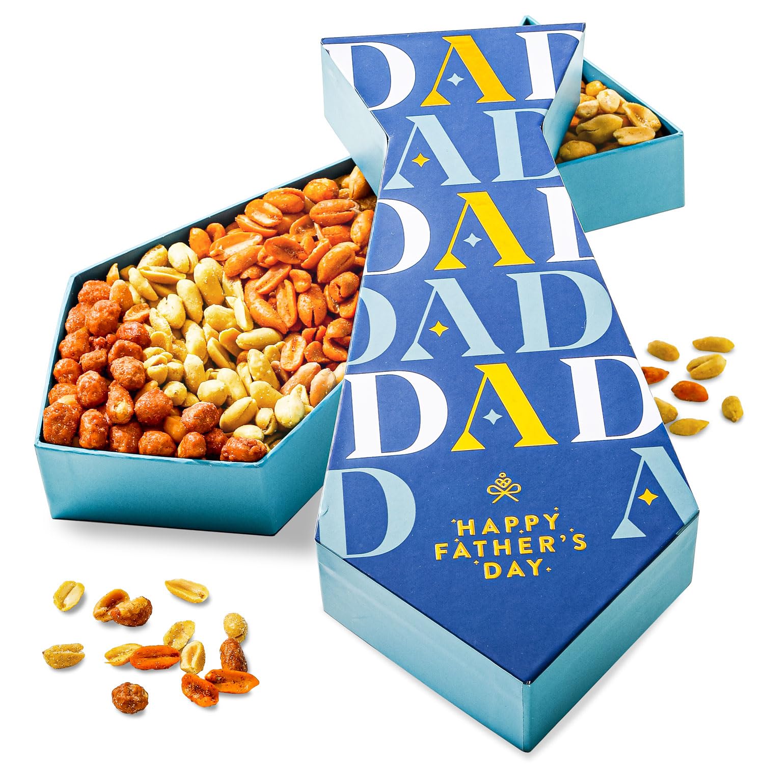 Fathers Day Gift Box, Flavored Gourmet Peanuts Gift For Dad, Tie Shaped Box, Happy Fathers Day, Bonnie and Pop (Large)