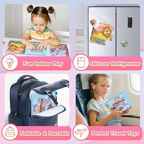 Miniatura 5 de Rompecabezas magnéticos para niños de 3, 4, 5, 6 años, rompecabezas para niños de 4 a 8 años, rompecabezas para niños de 2 a 4 años, libro de