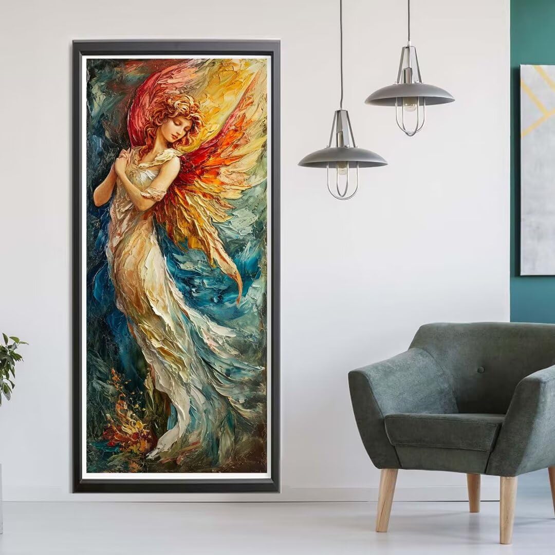Złote skrzydła diamentowe zestawy artystyczne dla dorosłych, duży obraz diamentowy, anioł, kryształy, zestawy artystyczne, 40 x 120 cm, pełne wiercenie, klejnot, obraz, stras, haft, haft krzyżykowy,