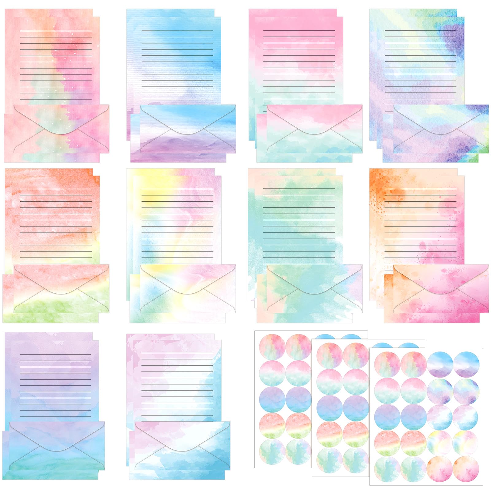 TaoBary 160 Pcs Watercolor Stationery Paper and Envelopes Set, 8.5 x 11''