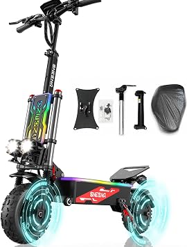 ONECNA 5600W Electric Scooter Adults,Dual Motor 50MPH Fast E-Scooter, 60V 33Ah Battery 60 Miles Range, 11" Off-Road Tires,UL2272 Certified,with Detachable Seat