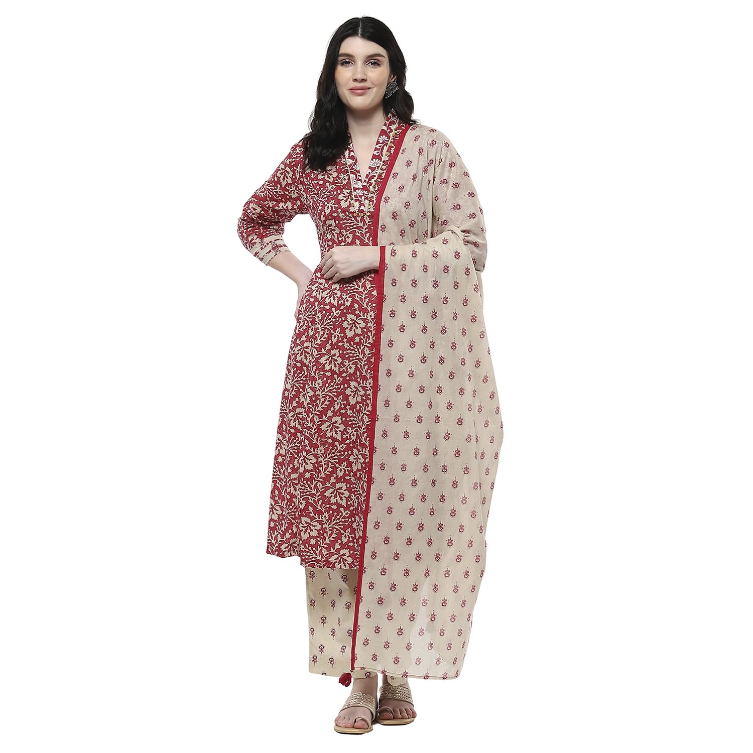 biba Women Cotton Gathered Printed Suit Set-picture-11