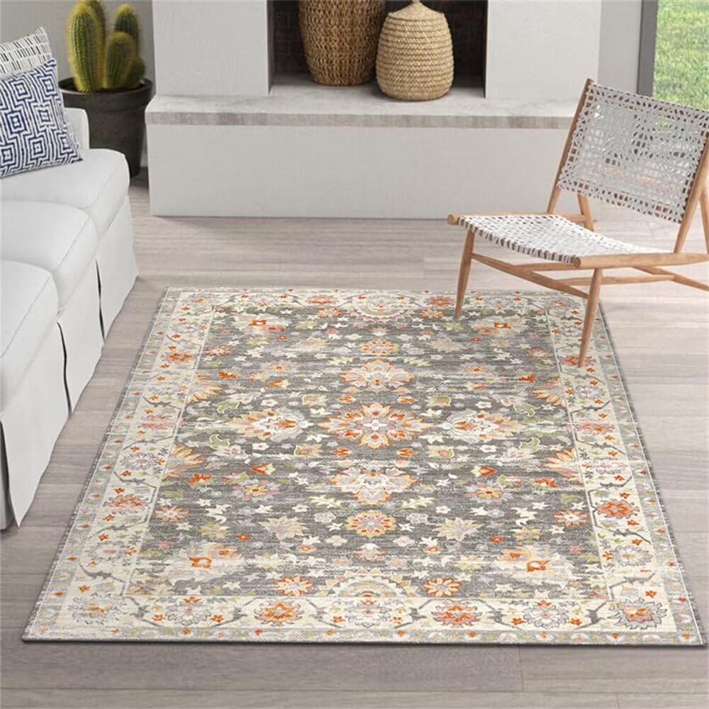 Tapis de cuisine antidérapant et lavable grand format gris