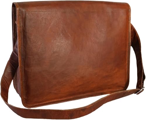 Miniatura 7 de Bolso de cuero con solapa para ordenador portátil con compartimento acolchado y espalda redonda, Marrón desteñido