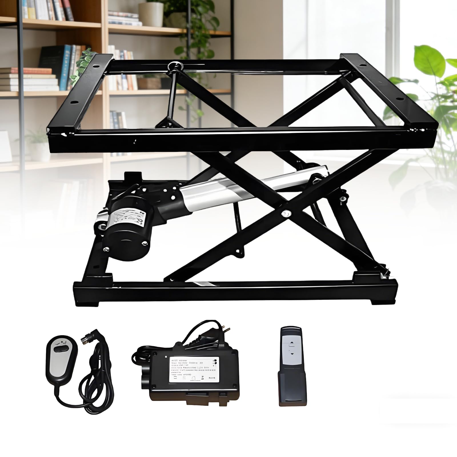 Mesa elevadora de tijera eléctrica, plataforma de elevación ajustable en altura con control remoto inalámbrico para comedor, café o escritorio de computadora