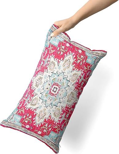 Miniatura 9 de Snycler Juego de 2 fundas de almohada bohemias de 24 x 24 pulgadas, fundas de almohada bohemias para sofá, azul marino, rojo, geométrico, floral,