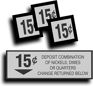 SolarGraphicsUSA Restoration Decal Sticker for Generic Vintage Soda Pop Soft Drink Vending Coin Slot Compatible with Pepsi, Coke Machine 15 Cent - 1.5 x 4.5 inch Plus 3 Square Decals