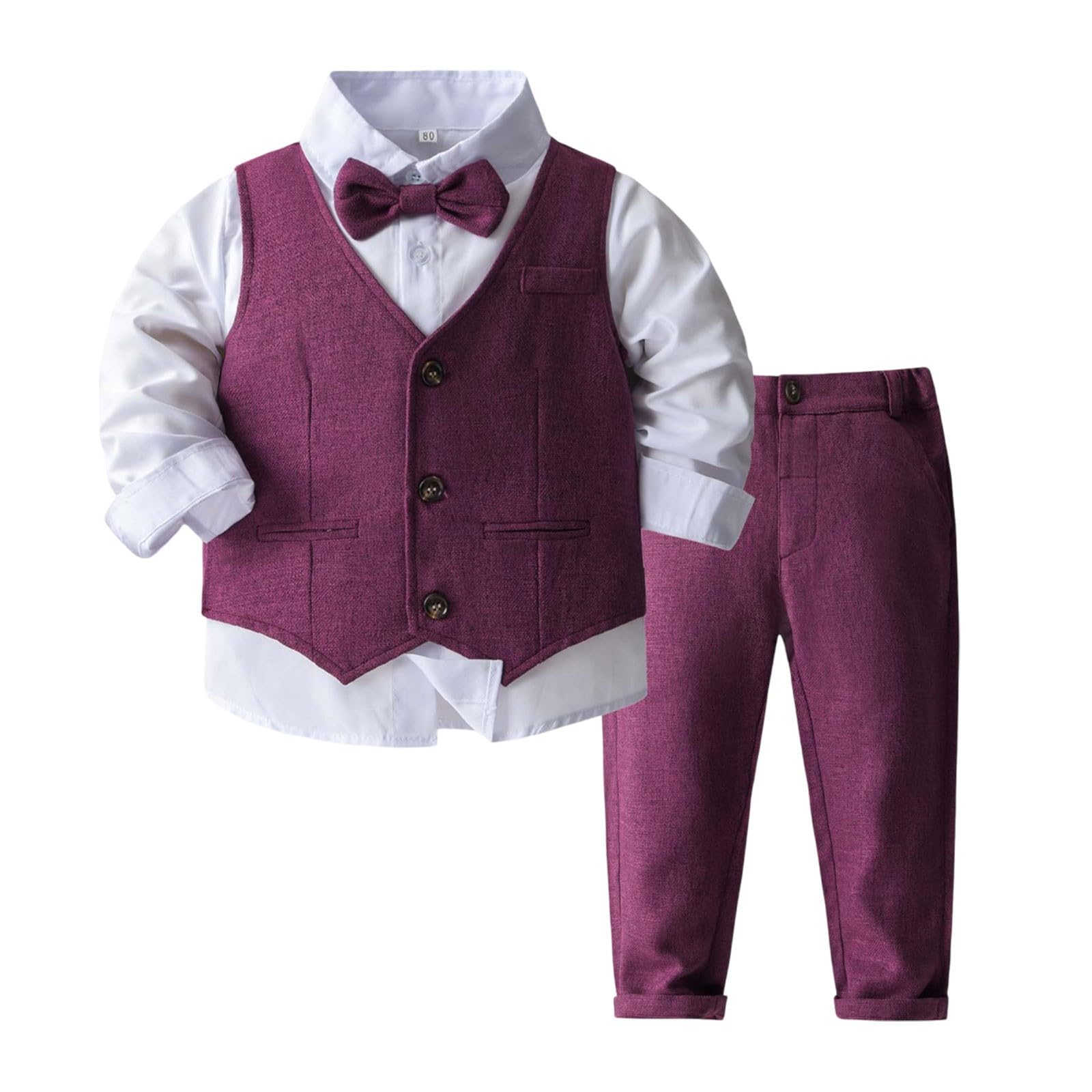WWricotta Abiti, Per Neonati, Completi, Smoking Per Neonati, Da Uomo, Formali, Camicia + Gilet + Pantaloni, Completi Per Neonati, Anti-rughe