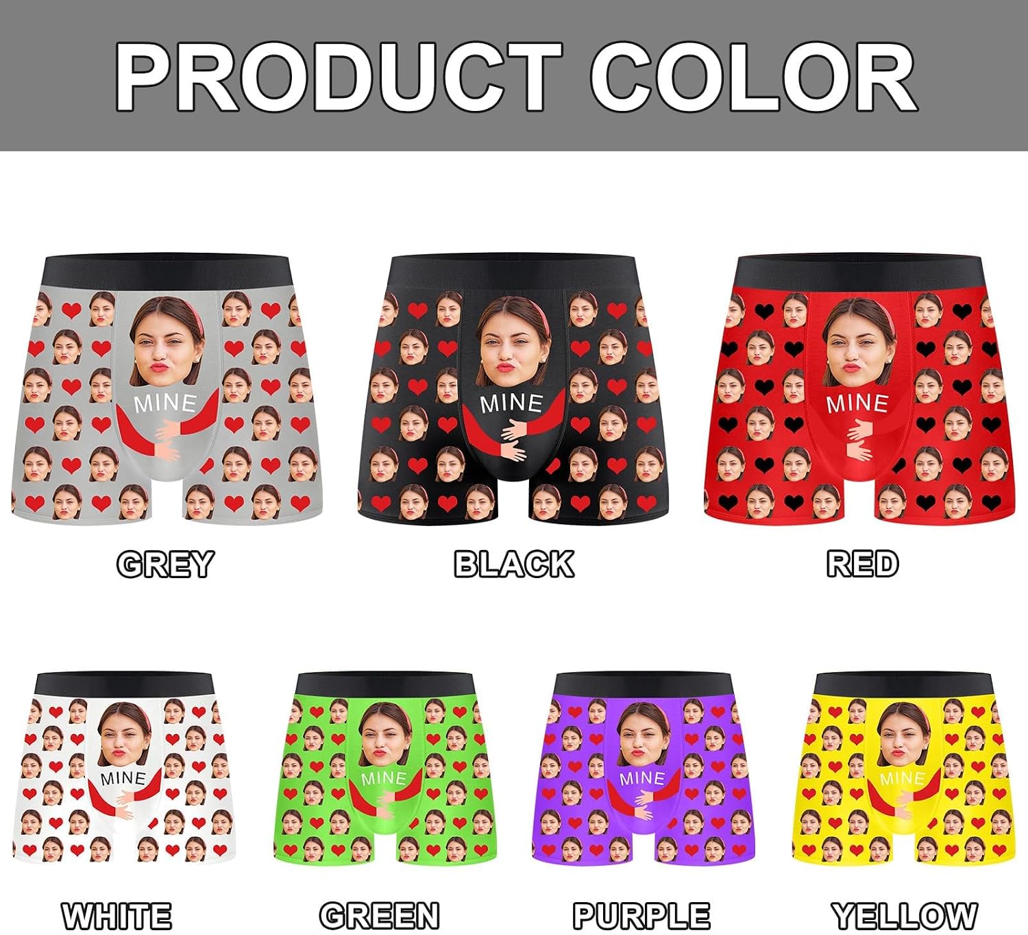 Custom Mens Underwear Face Boxer Briefs Personalized Socks with Faces Photos Underwears Xmas Gifts for Men Boyfriend