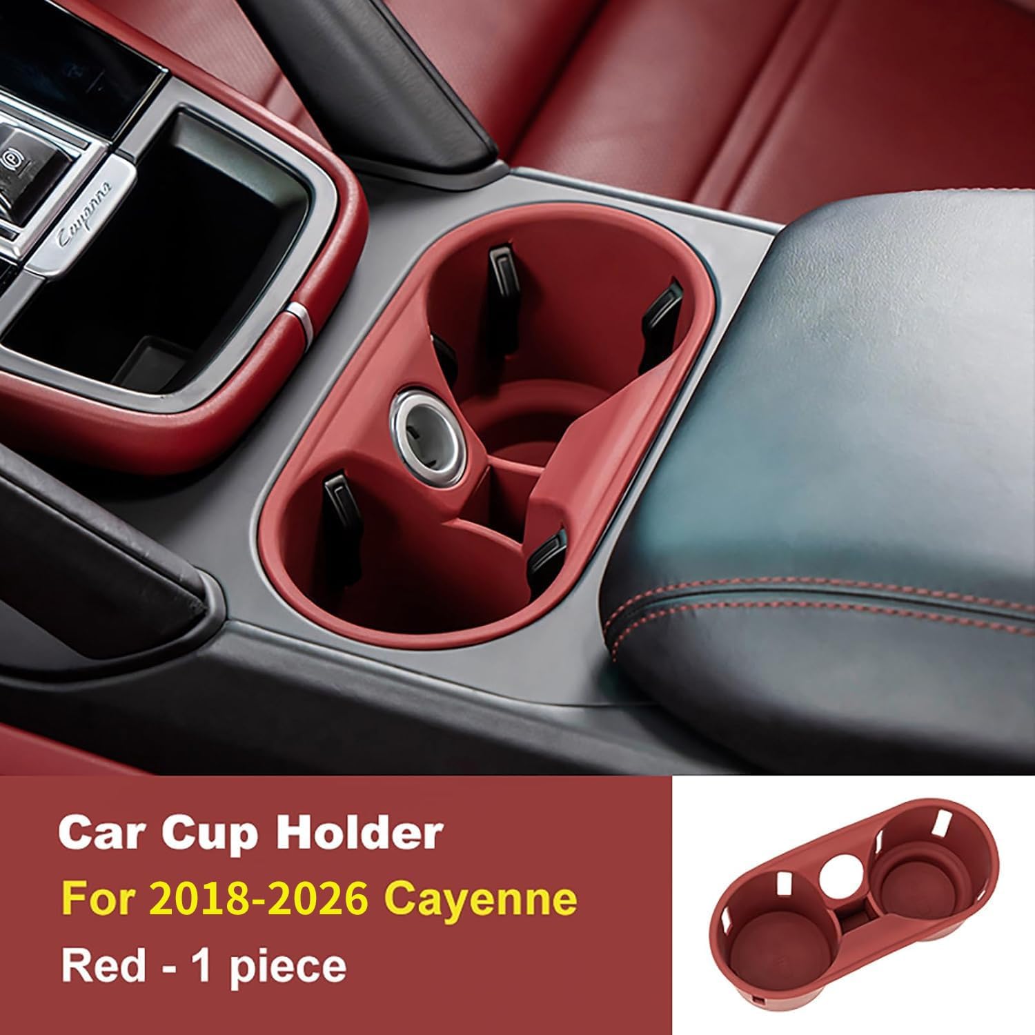 Cup Holder Coasters for Cayenne Accessories, Silicone Non-Slip Car Cup Holder Insert for Porsche 2018-2026 Cayenne Car Accessories (for Cayenne 2018-2026 Red)