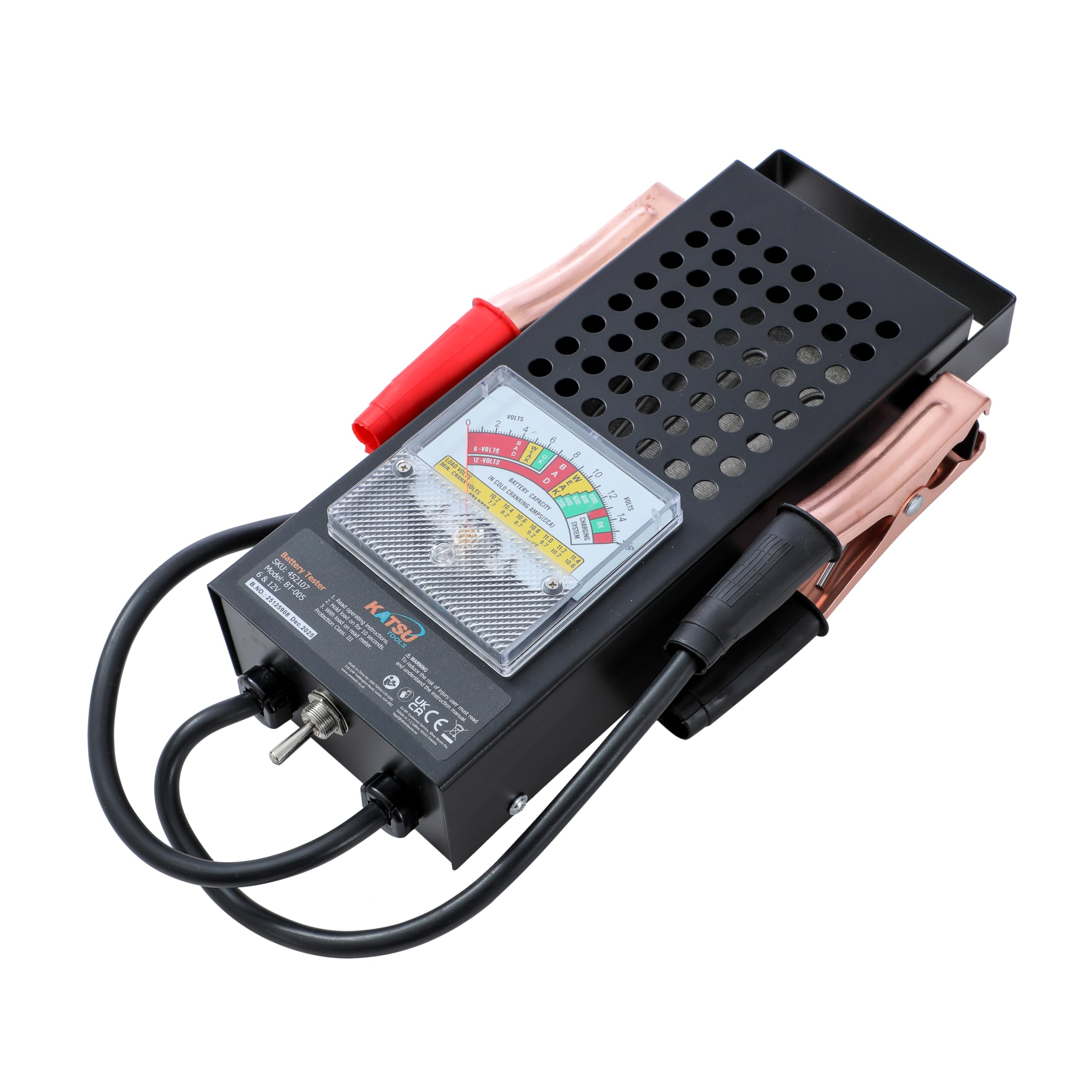 Cargador de batería de coche y comprobador de sistema de carga, de Katsu, 452107, 6 V y 12 V, 100 Amp