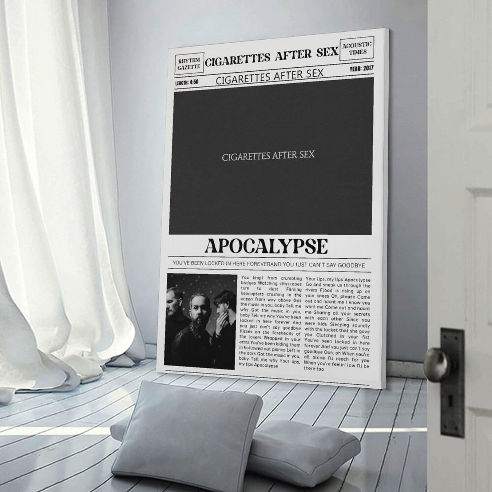 Póster de periódico retro de Cigarettes After Sex Letras de Apocalypse,  Póster de arte sobre lona