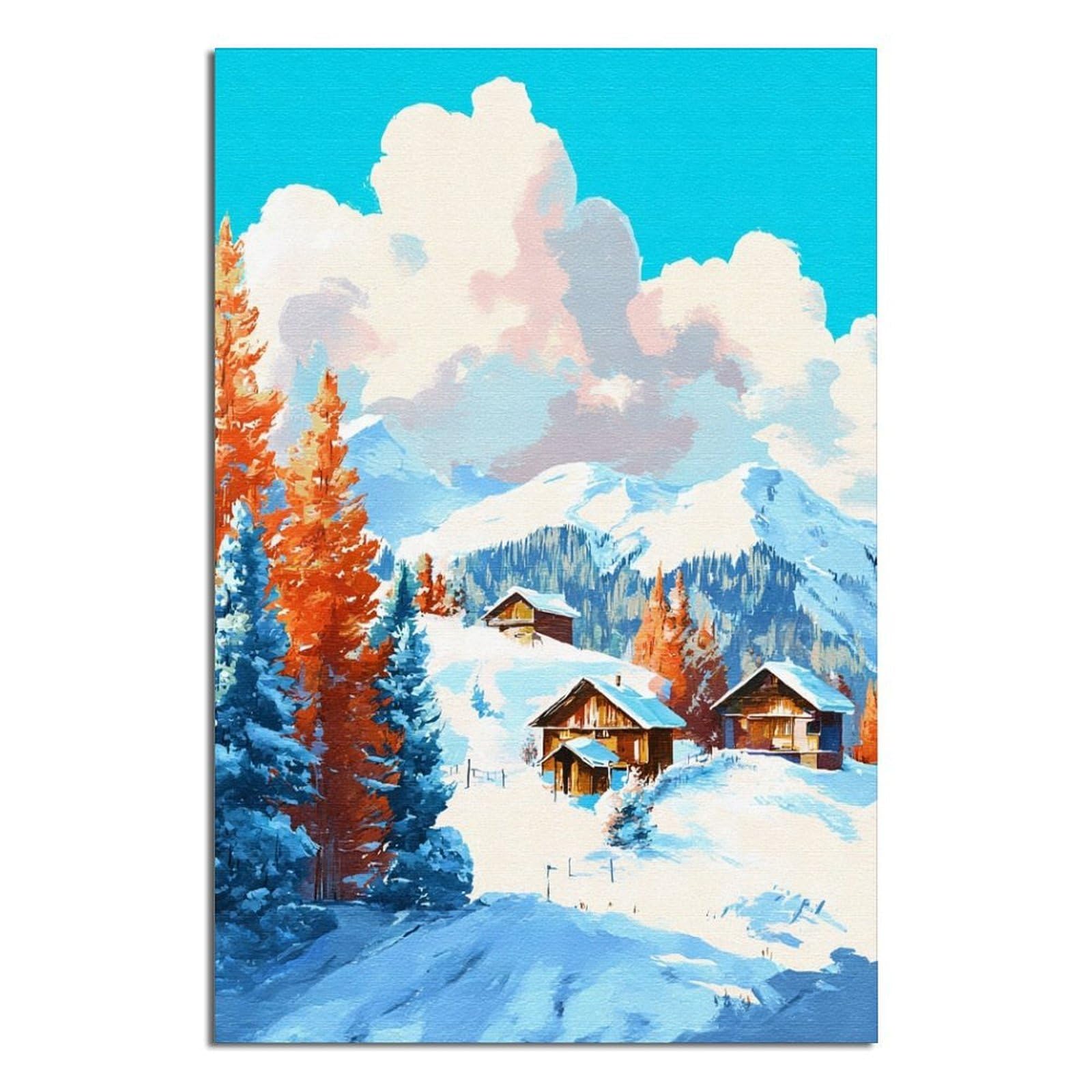 Meribel France Poster 24x36inch(60x90cm) Vintage Watercolor Canvas Art