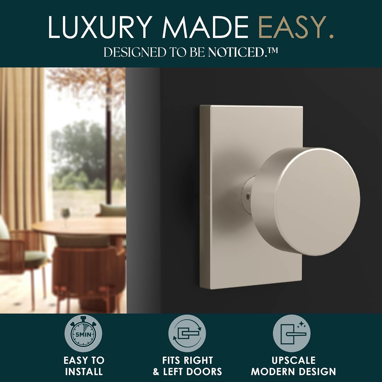 Mega Handles Laura Dummy Door Knob - 2 Pack Heavy Duty Dummy Door Knobs, Non-Turning Satin Nickel Door Knob for Closet & French Doors, Single Side, Fits All Standard Doors - Satin Nickel