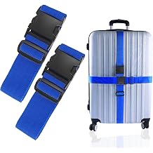 2Pcs Luggage Straps for Suitcase Travel Accessories TSA Approved, 80In Long Belts to Keep Your Suitcase Secure, Adjustable Bag Straps with Quick-Release Buckle for Travel Bag Closure, Blue