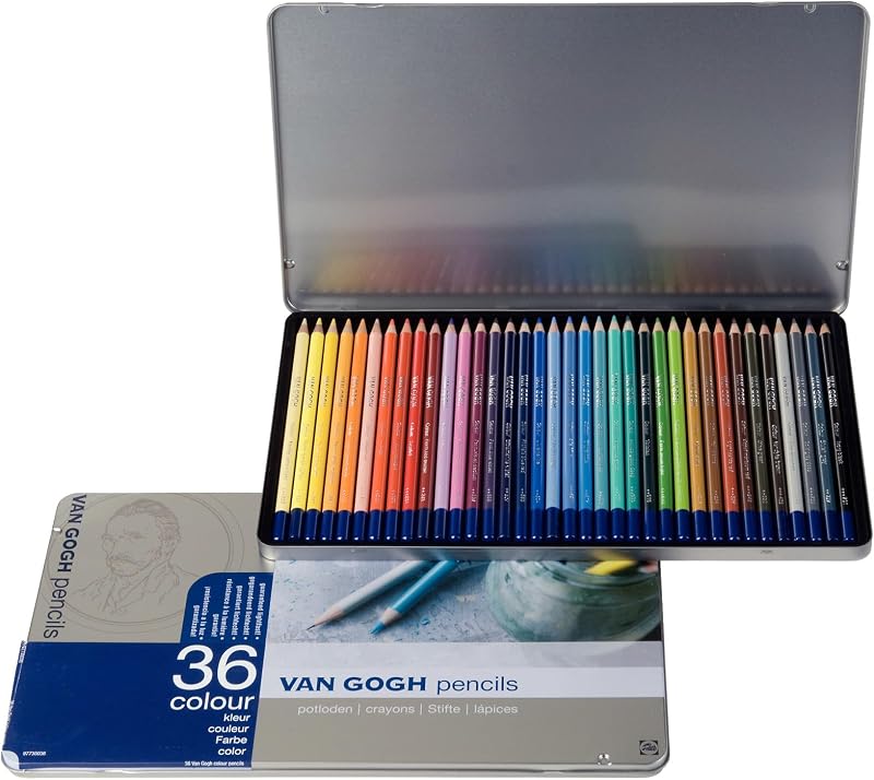 Juego de 36 colores con caja de metal 157 371 lápices de colores Van Gogh (importado de Japón) de Sakura Color