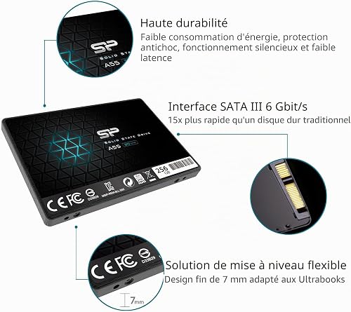 Silicon Power 2-Pack 256GB SSD 3D NAND A55 SLC Cache Performance Boost SATA III 2.5" 7mm (0.28") Internal Solid State Drive - 5