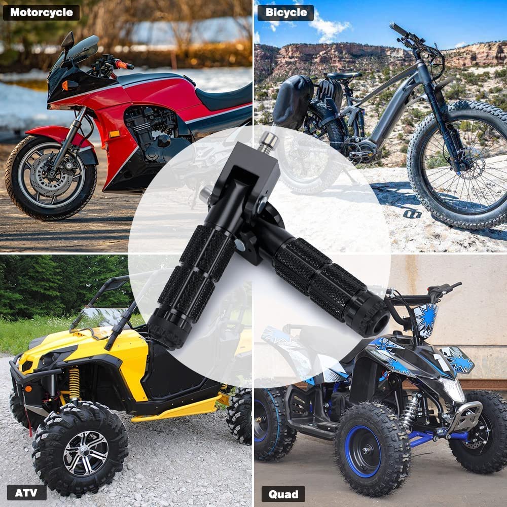 PACEWALKER Neueste Universal M8 Motorrad-Faltbare Fußrasten, 2-teilige Aluminium Anti-Rutsch Pedale für Motorräder und Elektroautos, 90-Grad Klappbare Stützstange, 8mm